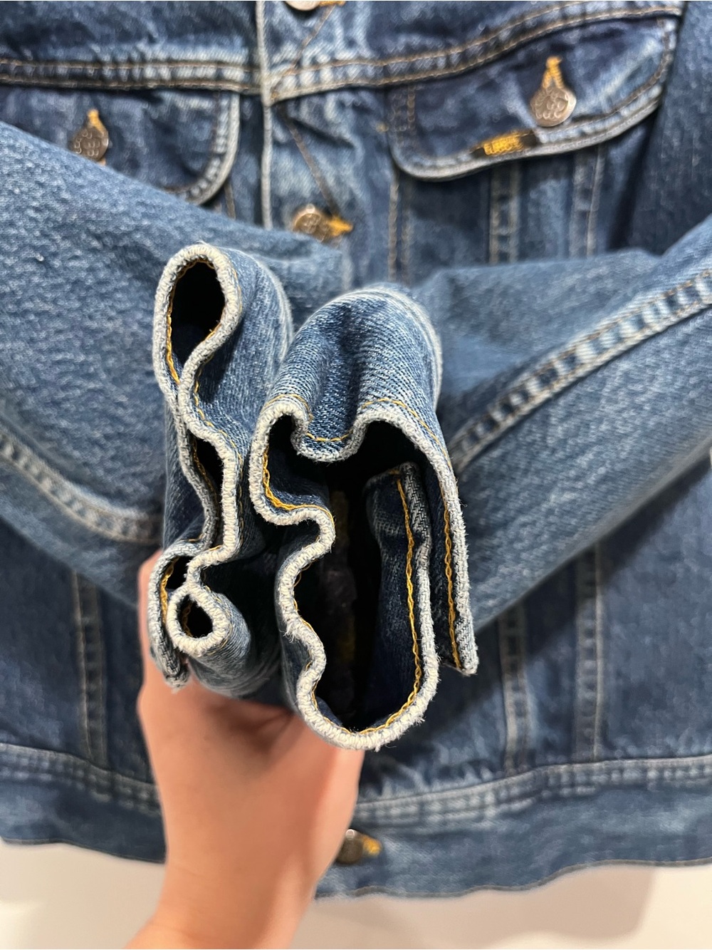 Vintage 80s Lee Blanket Lined Denim Jacket Storm Rider Corduroy Collar Canadian - Picture 4 of 10